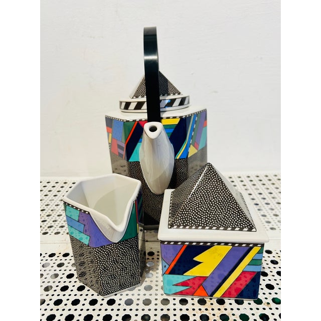 1990s Barbara Brenner for Rosenthal Scenario Metropol Memphis Style Porcelain Tea Set For Sale - Image 9 of 11