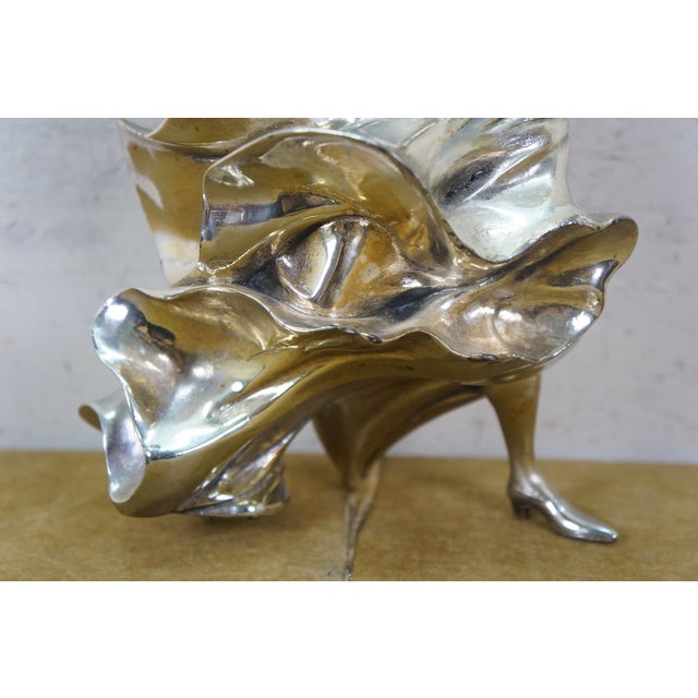 Mid 20th Century Mid 20th Century Italian Art Nouveau Sterling Silver 925 Dancing Woman Statue Sculpture 17" For Sale - Image 5 of 15
