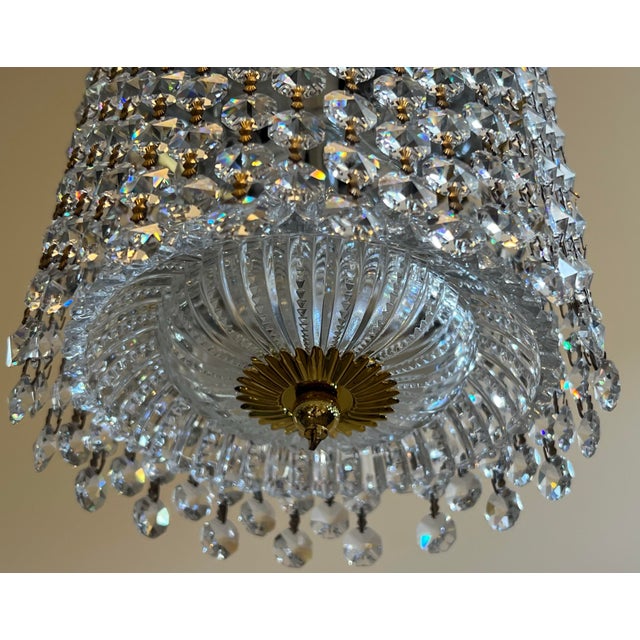 Glass Vintage Hollywood Regency Crystal Waterfall Pendant Light For Sale - Image 7 of 12