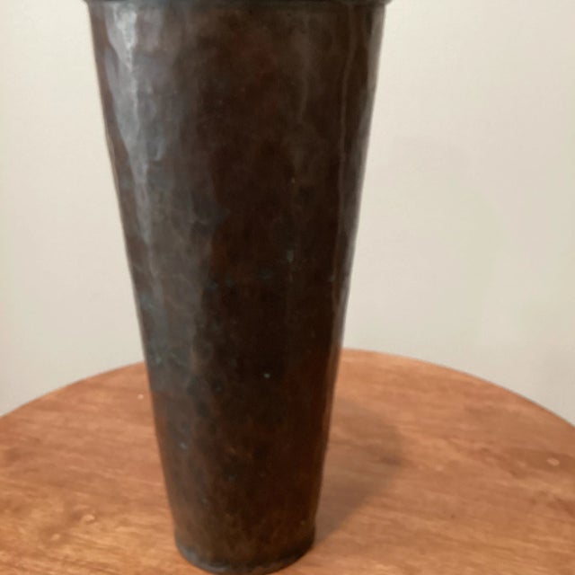 Mid 20th Century Vintage Arts & Crafts Style Copper Vase For Sale - Image 5 of 13