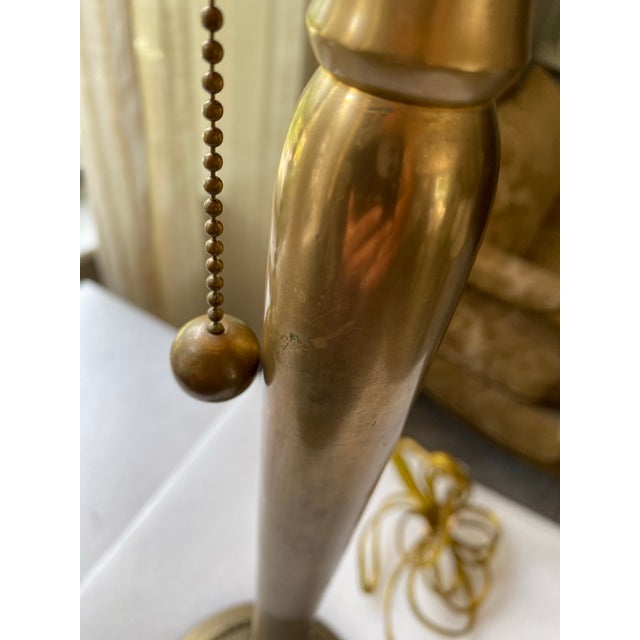 1980s Vintage Brass Table Lamp With Burgundy Embroidered Shade, Gold Scroll Motif & Crystal Drops, Traditional Hollywood Regency Decor For Sale - Image 5 of 12