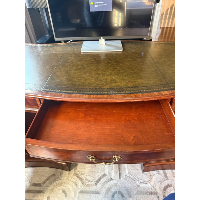 Late 20th Century Maitland Smith French Regency Louis XVI Flame Mahogany Serpentine Desk For Sale - Image 9 of 14