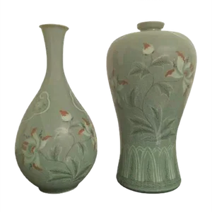 Korea Porcelain Vases, 1960s, Set of 2