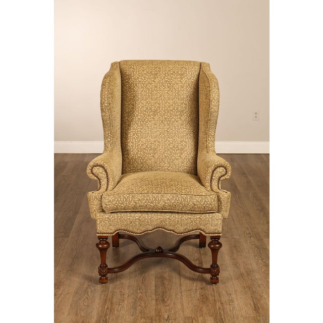 Lee Jofa Pair Of Custom Upholstered Wingback "Mayfair" Armchairs For Sale - Image 18 of 18