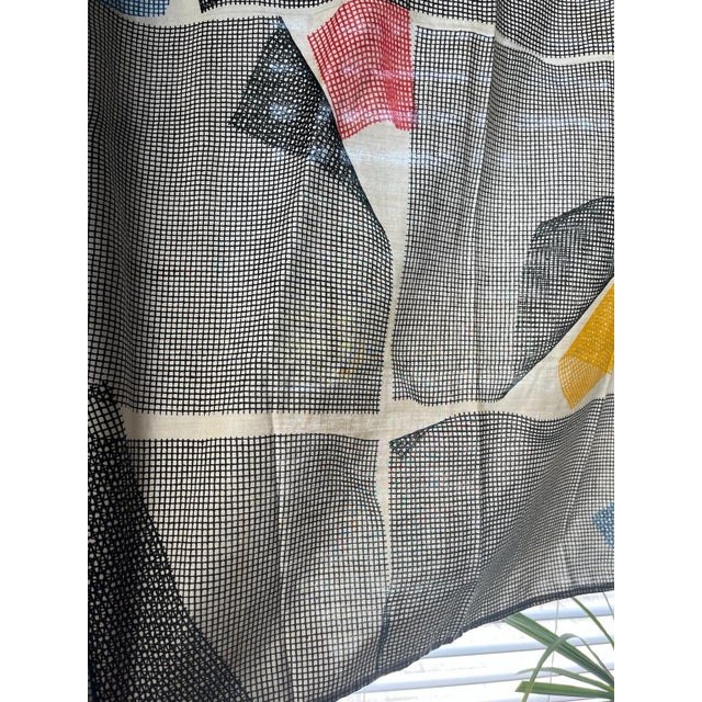 Marimekko VTG 80s Marimekko Sine Geometric Cafe Curtain Panels 27x38 Memphis Dan River Set For Sale - Image 4 of 8