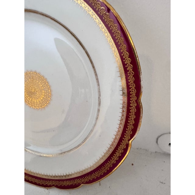 Vintage c.h. Field Haviland Limoges Plate, French Porcelain, Red & Gold Gilt Dinner Plate For Sale - Image 9 of 9