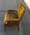 1960s era mid century vintage caned tufted back and seat velvet or velour armchair. Green material. Light wood covered by...