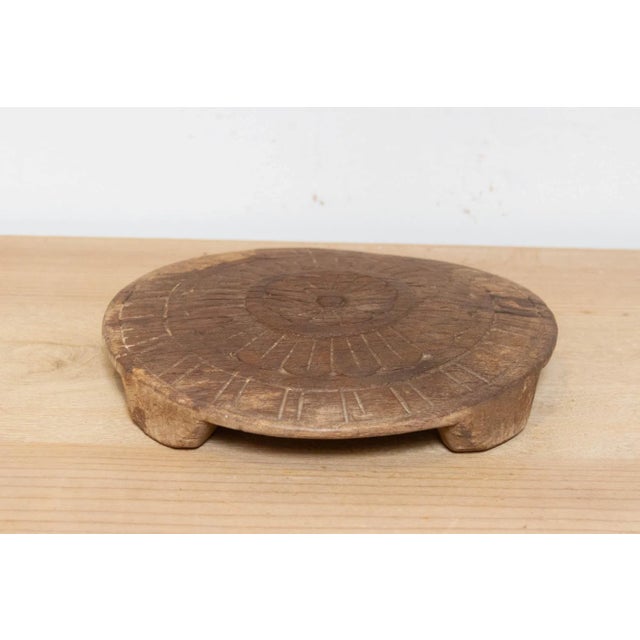 Indian Antique Floral Carved Plate For Sale - Image 3 of 5