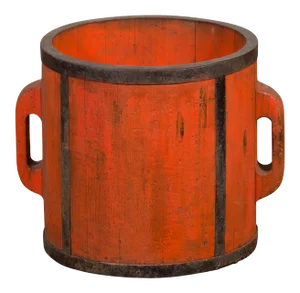 Chinese Early 20th Century Orange Grain Measuring Cup with Lateral Handles