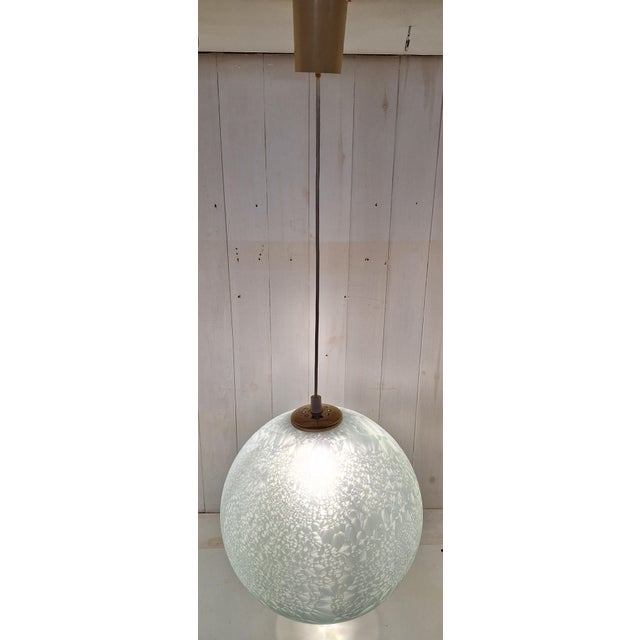 Vintage Hanging Lamp with Slightly Blue Tinted Glass, 1970s For Sale - Image 3 of 11