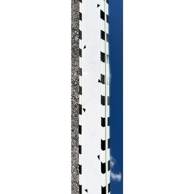 Stone Black & White Checkerboard Marble Wall Mirror From 90's For Sale - Image 7 of 8