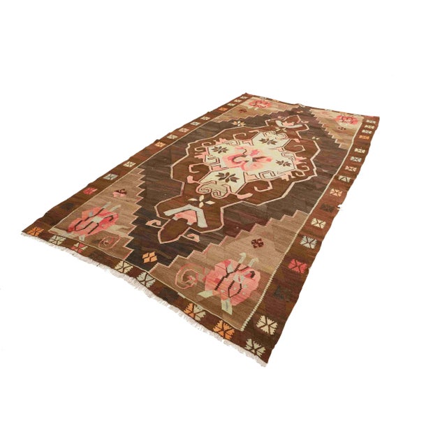 Turkish Vintage Handwoven Turkish Kilim Rug For Sale - Image 3 of 7