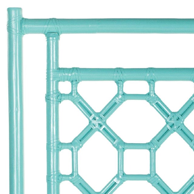 David Francis Lattice Back Headboard Double, Turquoise For Sale - Image 4 of 4