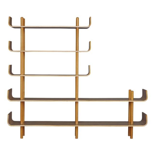 Large Shelving Unit in Birchwood by Willem Lutjens for Gouda Den Boer,1950s For Sale