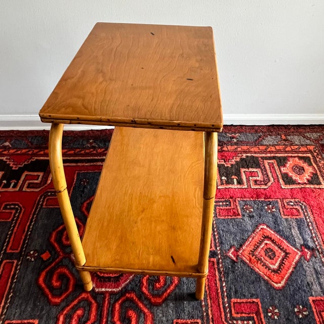 Mid-Century Modern 1950s Mid Century Bent Bamboo Side Table End Table For Sale - Image 3 of 7