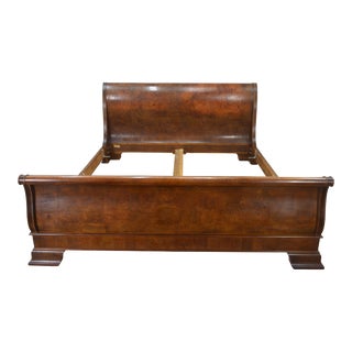 Henredon Burl Walnut Kalifornia King Sleigh Bed For Sale