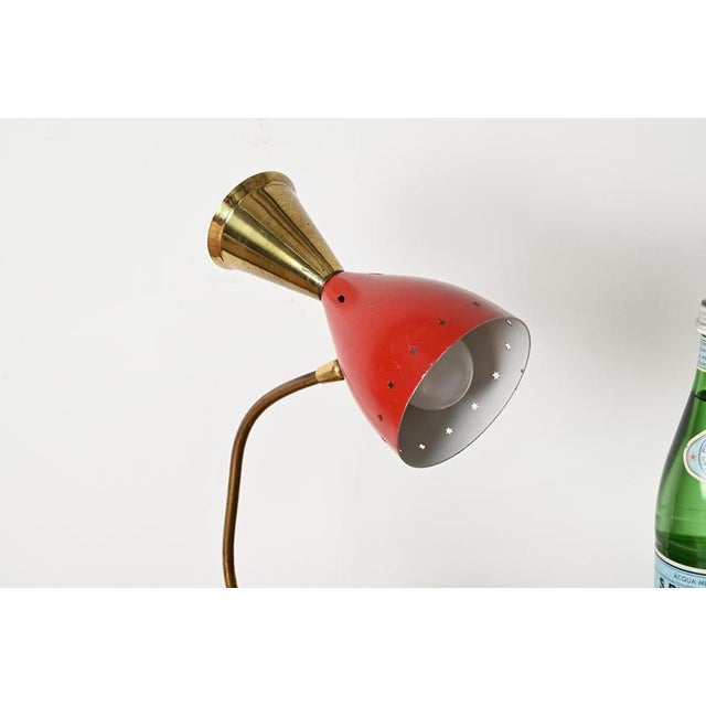 1950s Adjustable Table Lamp in Brass and Red Metal from Stilnovo, Italy, 1950s For Sale - Image 5 of 15