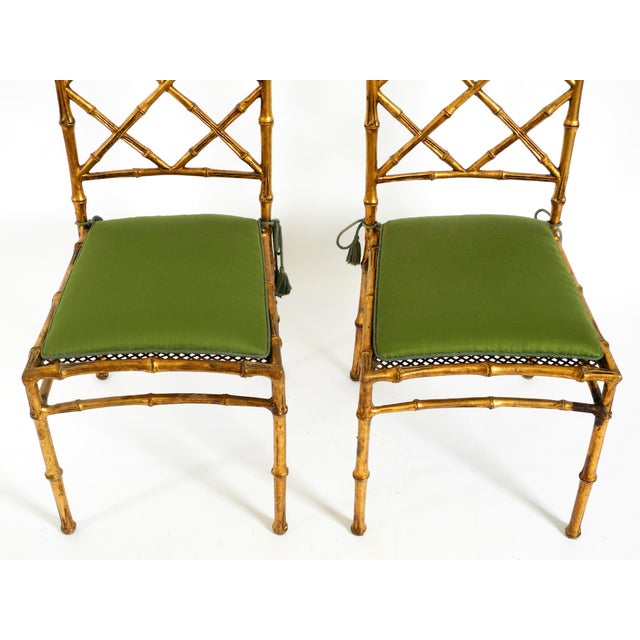 Regency Metal Chairs in Faux Bamboo with Golden Surface, 1970s, Set of 2 For Sale - Image 6 of 18