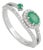 Mid 20th Century Style Sterling Silver Emerald & Diamond Halo Bypass Ring Size 7.5 For Sale