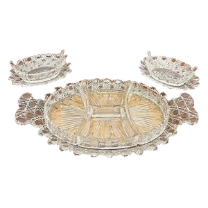 19th Century Crystal Cut Set with Castellated Rims, Set of 3