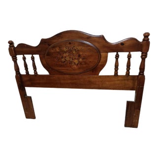 Full Queen Headboard Wood Dark Tone Colonial Style For Sale