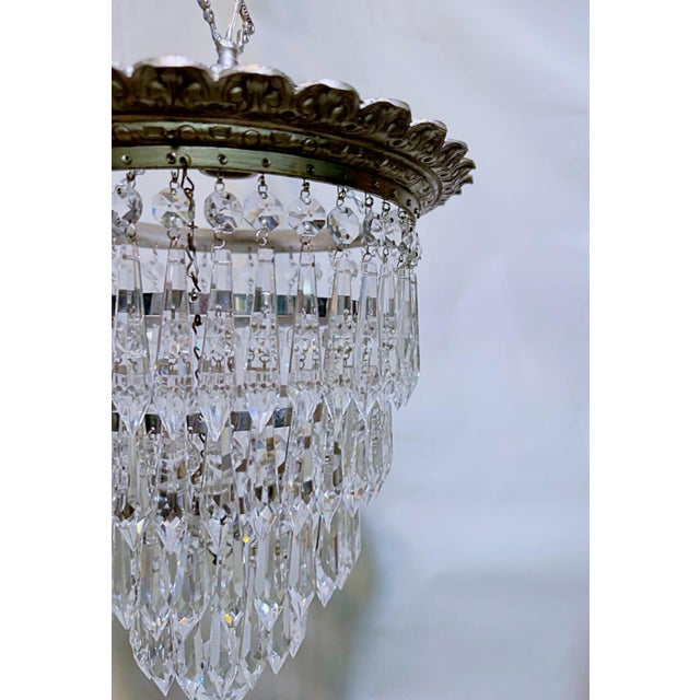 Traditional 1970s Italian Silver Upside Down Layered Cake Chandelier For Sale - Image 3 of 8