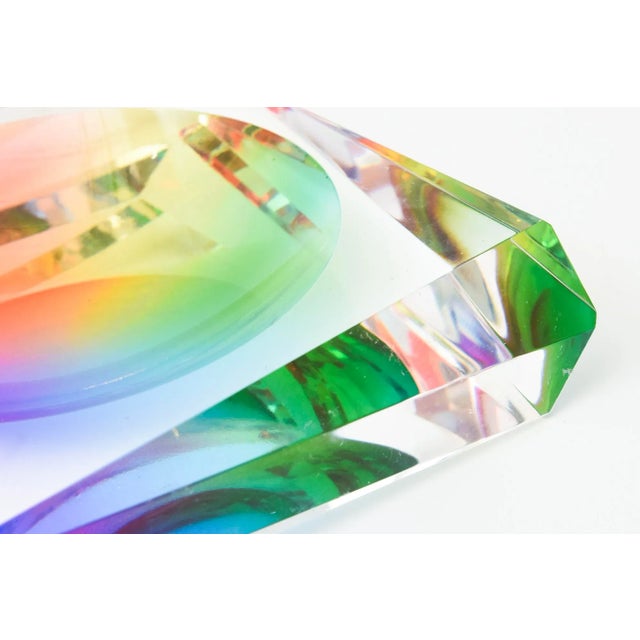 Plastic 1990's Op Art Rainbow Lucite Angled Bowl Style of Victor Vasarely For Sale - Image 7 of 10