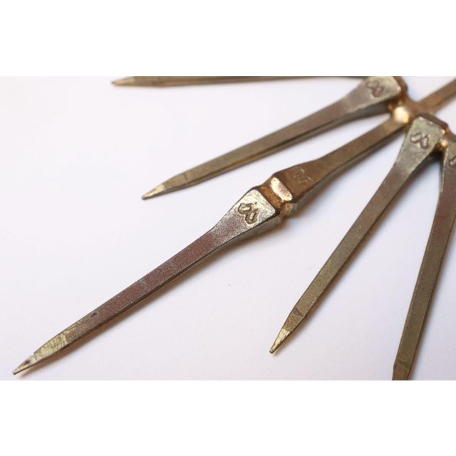 Vintage Brutalist Mixed Metal Horseshoe Nail Starburst Wall Sculpture Ornament For Sale - Image 11 of 14