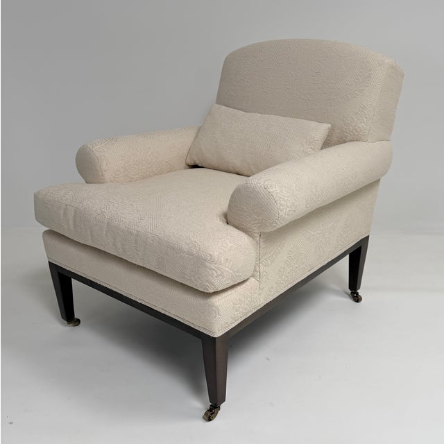 Beige Classic Gentleman's Arm Chair- Rive Gauche Armchair For Sale - Image 8 of 16