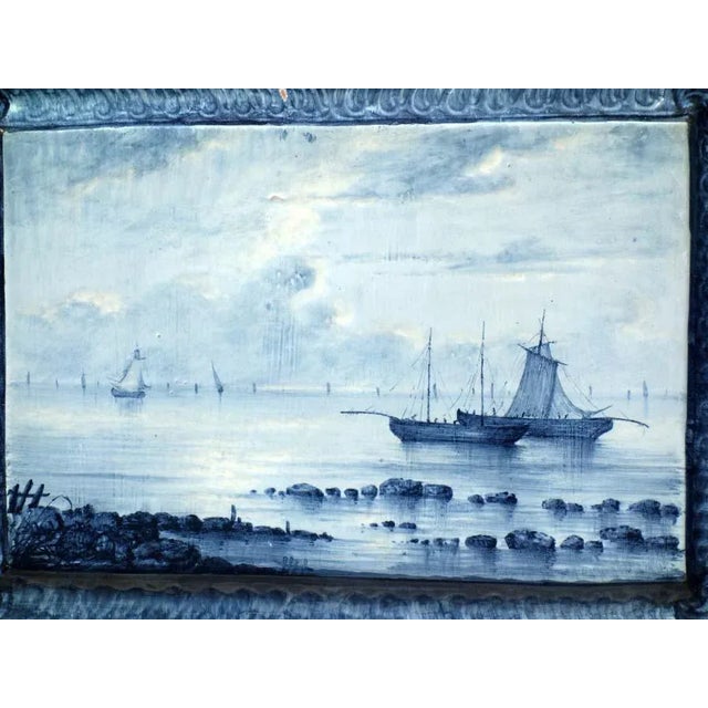 Marine Landscape Ceramic Tiles by Emile Gallé, Set of 2 For Sale - Image 5 of 11