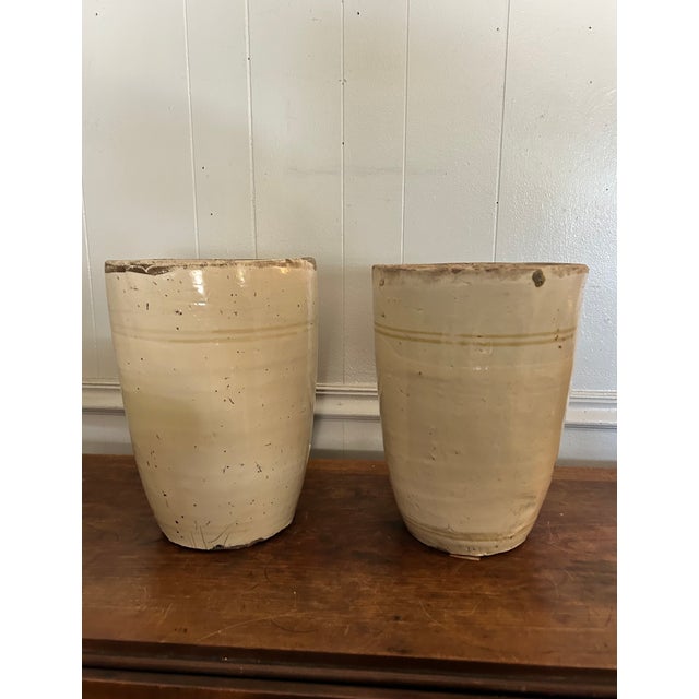 Beige Antique Pair of Stoneware Crocks For Sale - Image 8 of 17