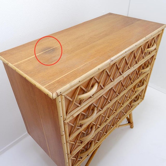 Vintage Bamboo Rattan and Wicker Cane Chest of Drawers For Sale - Image 9 of 14
