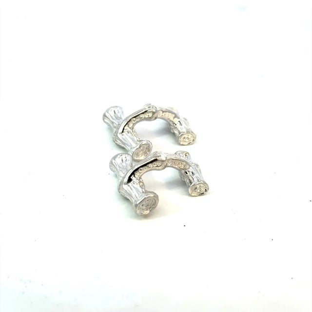 Contemporary Tiffany & Co Bamboo Cufflinks Sterling Silver 10 Grams Estate For Sale - Image 3 of 12