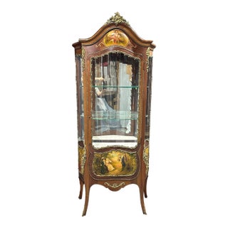 Antique Vernis Martin Vitrine With Hand-Painted Secnes and Ormolu Mounts For Sale