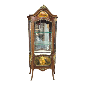 Antique Vernis Martin Vitrine With Hand-Painted Secnes and Ormolu Mounts