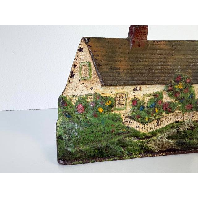 Vintage Hand-Painted Cast Iron Cottage Doorstop For Sale - Image 4 of 9