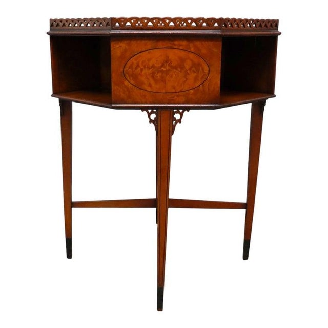 Brown Royal Furniture Robert W. Irwin Flame Mahogany Banded Octogonal Book Stand C1920 For Sale - Image 8 of 12