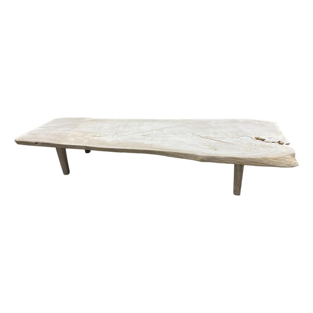 Andrianna Shamaris Minimalist Bleached Teak Wood Coffee Table or Bench For Sale