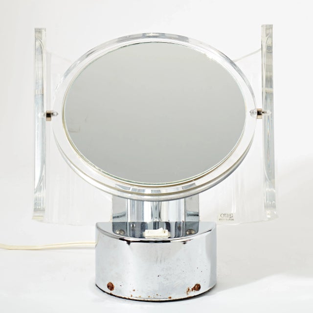 Rialto Ware Vintage Rialto Chrome and Lucite Mid-Century Modern Lighted Vanity Mirror With Normal and Magnification Mirrors For Sale - Image 4 of 12
