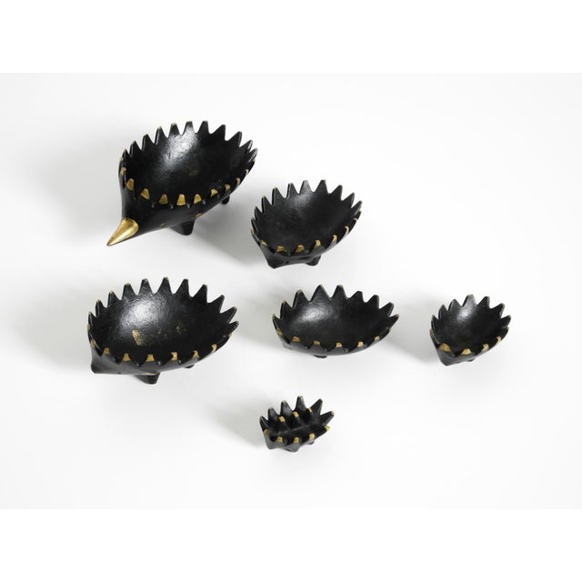 Mid-Century Brass Hedgehog Ashtray by Walter Bosse for Herta Baller, 1950s, Set of 5 For Sale - Image 9 of 16