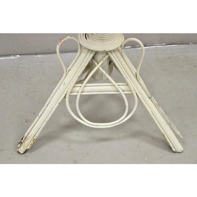 Antique Victorian Arts & Crafts Bentwood Wicker Rattan White Accent Side Table For Sale - Image 9 of 11