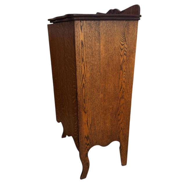 Brown Antique Tiger Oak Sheet Music Cabinet For Sale - Image 8 of 12