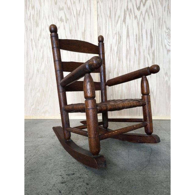 Basket Weave Country Child's Rocking Chair For Sale - Image 5 of 8