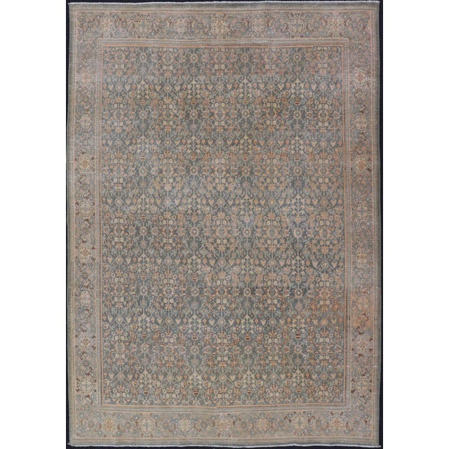 Light Blue/Gray Background Persian Antique Tabriz Rug With All-Over Herati Design For Sale - Image 13 of 13