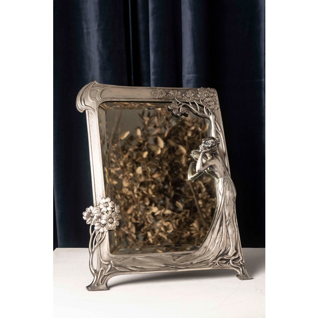 Art Nouveau Mirror with Female Figure and Floral Decoration from WMF For Sale - Image 5 of 15