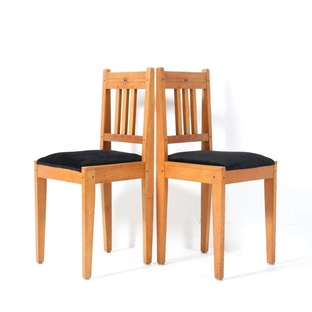 Set of Arts & Crafts Art Nouveau Oak Side Chairs by Jac. Van Den Bosch, 1904 For Sale - Image 5 of 9