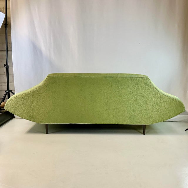 1960s Vintage Italian Luigi Tiengo Gondola Sofa, Scalamandre Starburst Silk Embroidered Upholstery For Sale - Image 13 of 15