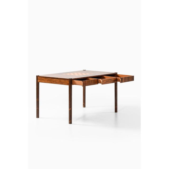 Desk or Library Table in Brass and Rosewood, 1950s For Sale - Image 6 of 11