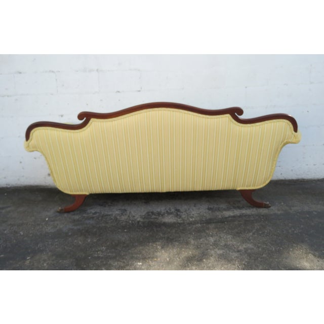 1940s Duncan Phyfe 1940s Mahogany Hand Carved Tapestry Sofa Couch 5857 For Sale - Image 5 of 12