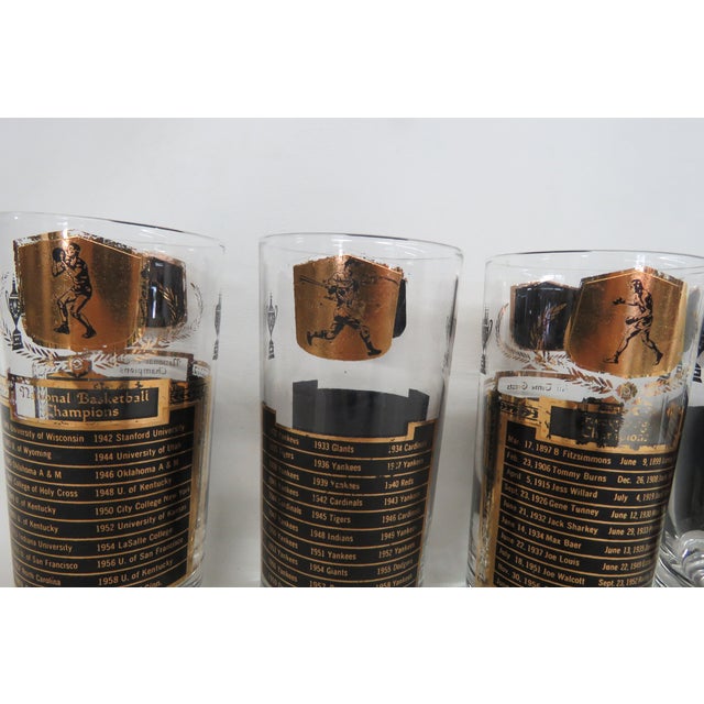 Mid 20th Century Cera All Time Greats 5pc Set Highball Cocktail Glasses Black With 22k Gold For Sale - Image 16 of 18